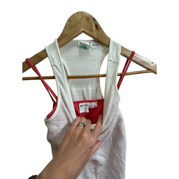 NWT ROXY Big Girls' Tea Time Dress White Crochet Top Dress & Coral‎ Tank Under - Picture 12 of 13